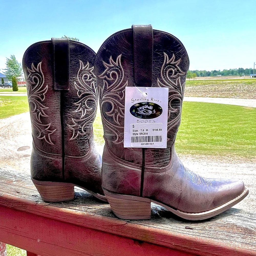 BRAND NEW Sterling River Boots Western Boots | Size 7.5 (fits small) Brown - Picture 1 of 4
